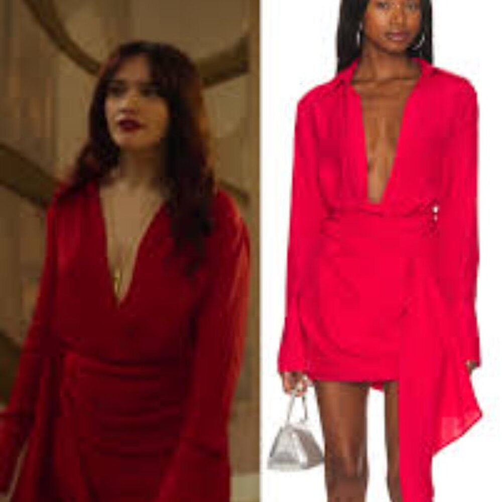 GAUGE81 Gravia Silk Draped Mini Dress Scarlet Red Size 40(US8) $630